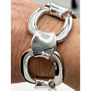 SIGNED ROBERT LEE MORRIS RLM SOHO SILVER-TONE CHUNKY CHAIN LINK BRACELET